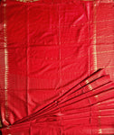 Cotton Silk Saree with Golden Lines - Red