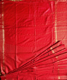 Cotton Silk Saree with Golden Lines - Red