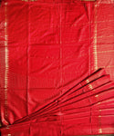 Cotton Silk Saree with Golden Lines - Red