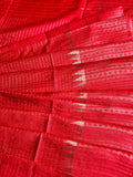 Cotton Silk Saree with Golden Lines - Red