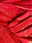 Cotton Silk Saree with Golden Lines - Red