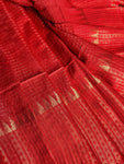 Cotton Silk Saree with Golden Lines - Red