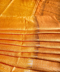 Cotton Silk Saree with Golden Lines - Yellow