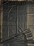 Cotton Silk Saree with Golden Lines - Black