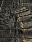 Cotton Silk Saree with Golden Lines - Black