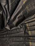 Cotton Silk Saree with Golden Lines - Black