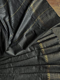 Cotton Silk Saree with Golden Lines - Black