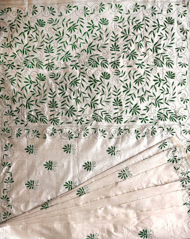 Cotton Silk Saree with Kantha Work