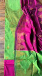 Festive Silk Suit Set - Green & Pink