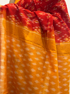 Ikat Saree - Red with Orange Border