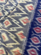 Ikat Saree - Powder Blue with royal blue border