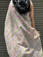 Baagru Mul Cotton Saree - Light Green