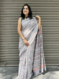 Baagru Mul Cotton Saree - Grey