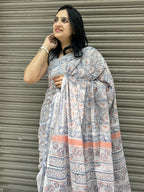 Baagru Mul Cotton Saree - Grey