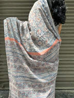 Baagru Mul Cotton Saree - Grey