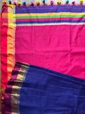 Baha Silk Saree - Blue & Pink