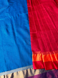 Baha Silk Saree - Blue & Red