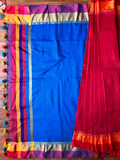 Baha Silk Saree - Blue & Red