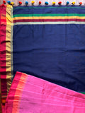 Baha Silk Saree - Light Pink & Blue