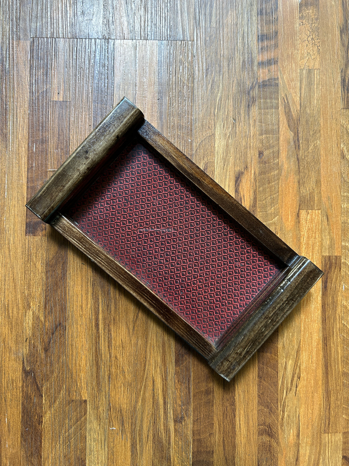 Wooden Tray - Small - Rani Pink & Walnut Brown