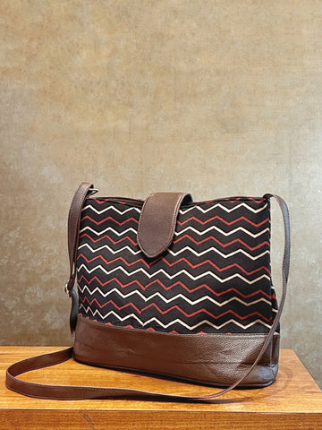 Leather 2 Compartment Bag - Black