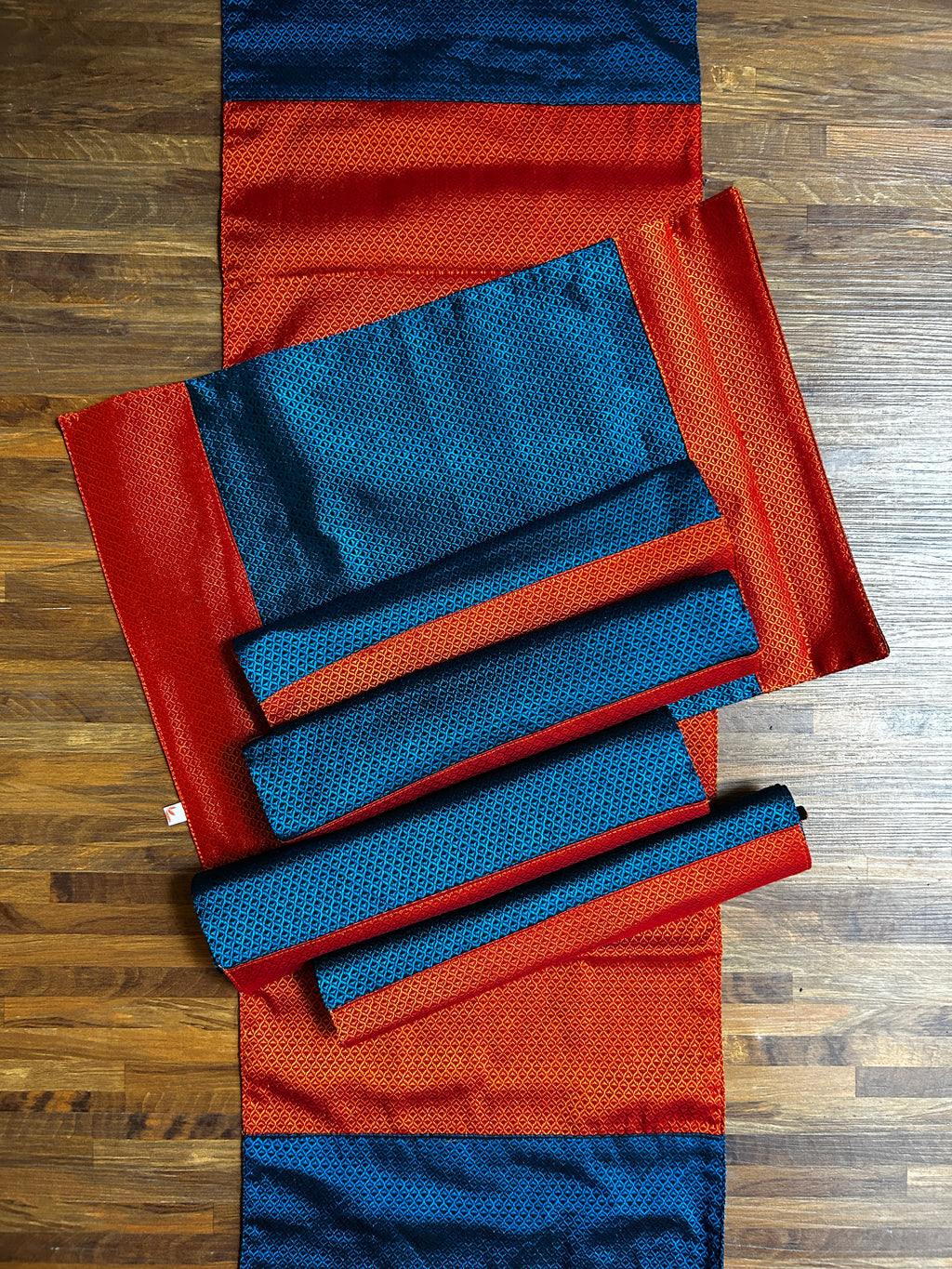 Table Mat & Table Runner Set - Orange + Blue