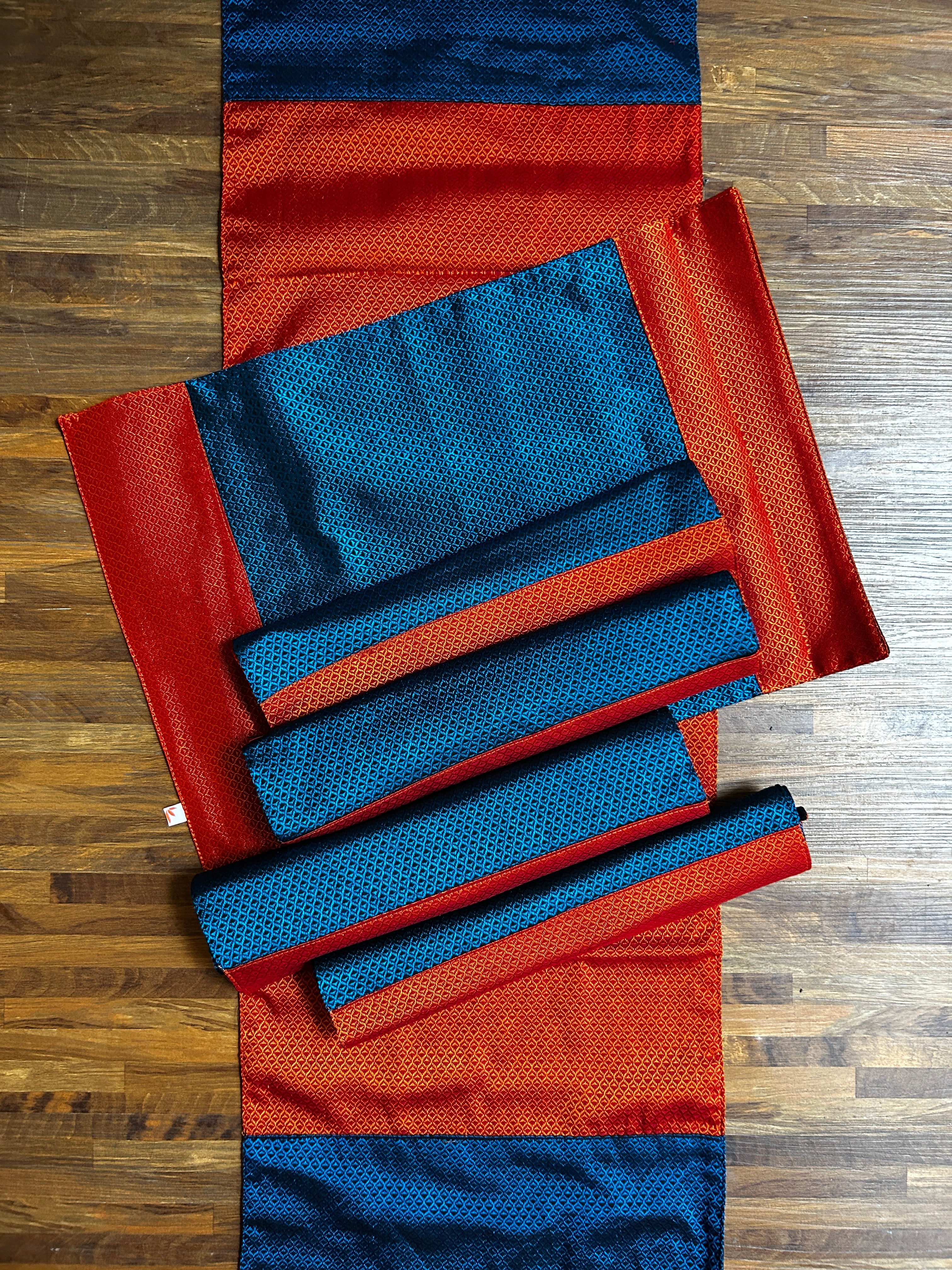 Table Mat & Table Runner Set - Orange + Blue