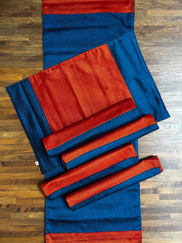 Table Mat & Table Runner Set - Blue + Orange Khun