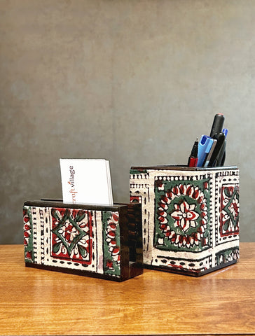 Wooden Pen stand & Card Holder