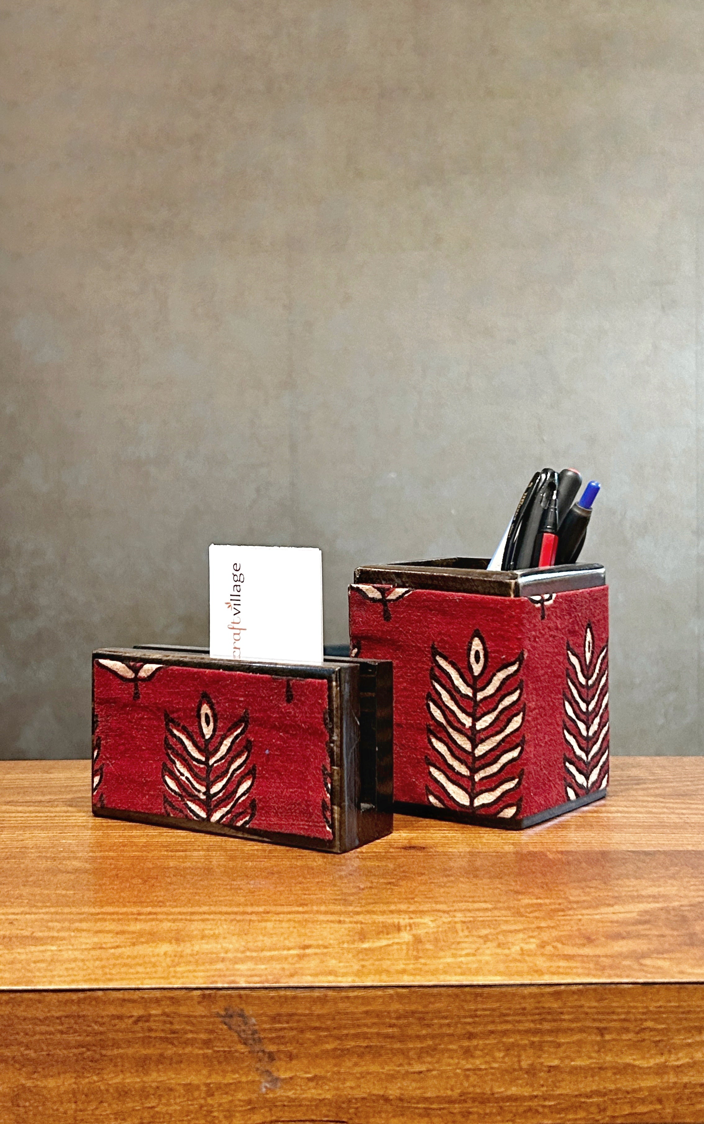 Wooden Pen stand & Card Holder