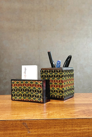 Wooden Pen stand & Card Holder