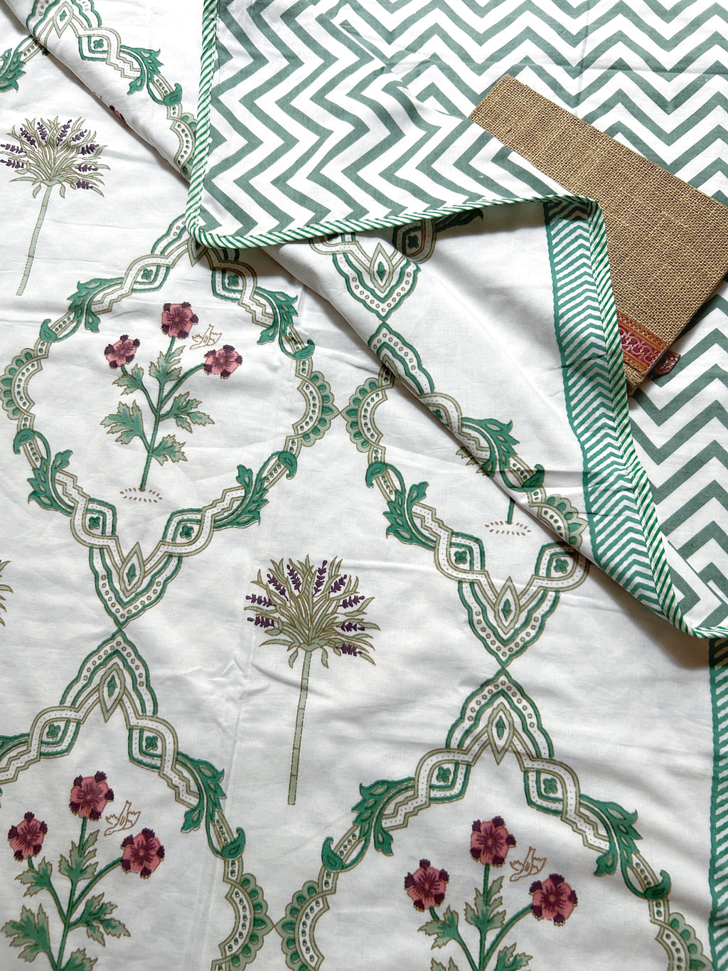 Sanganeri Single Dohar - Green