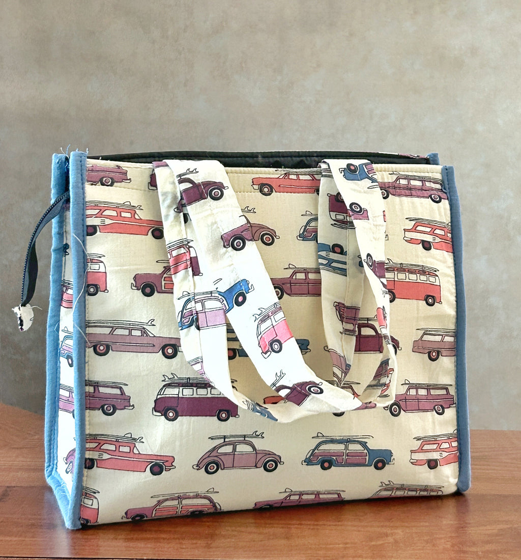 Cotton Tiffin Bag - Blue & Pink