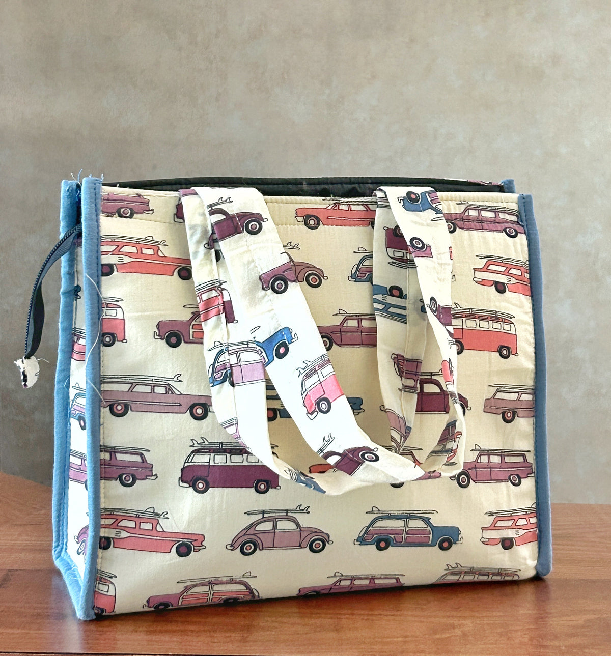 Cotton Tiffin Bag - Blue & Pink