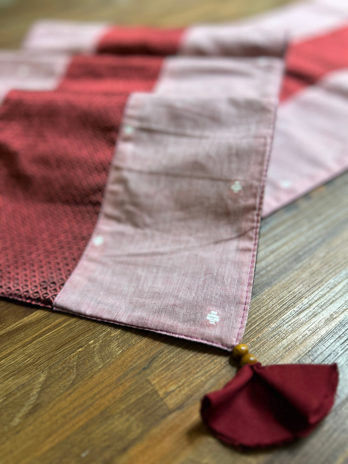 Falling Table Runner - Pink and Red Khun