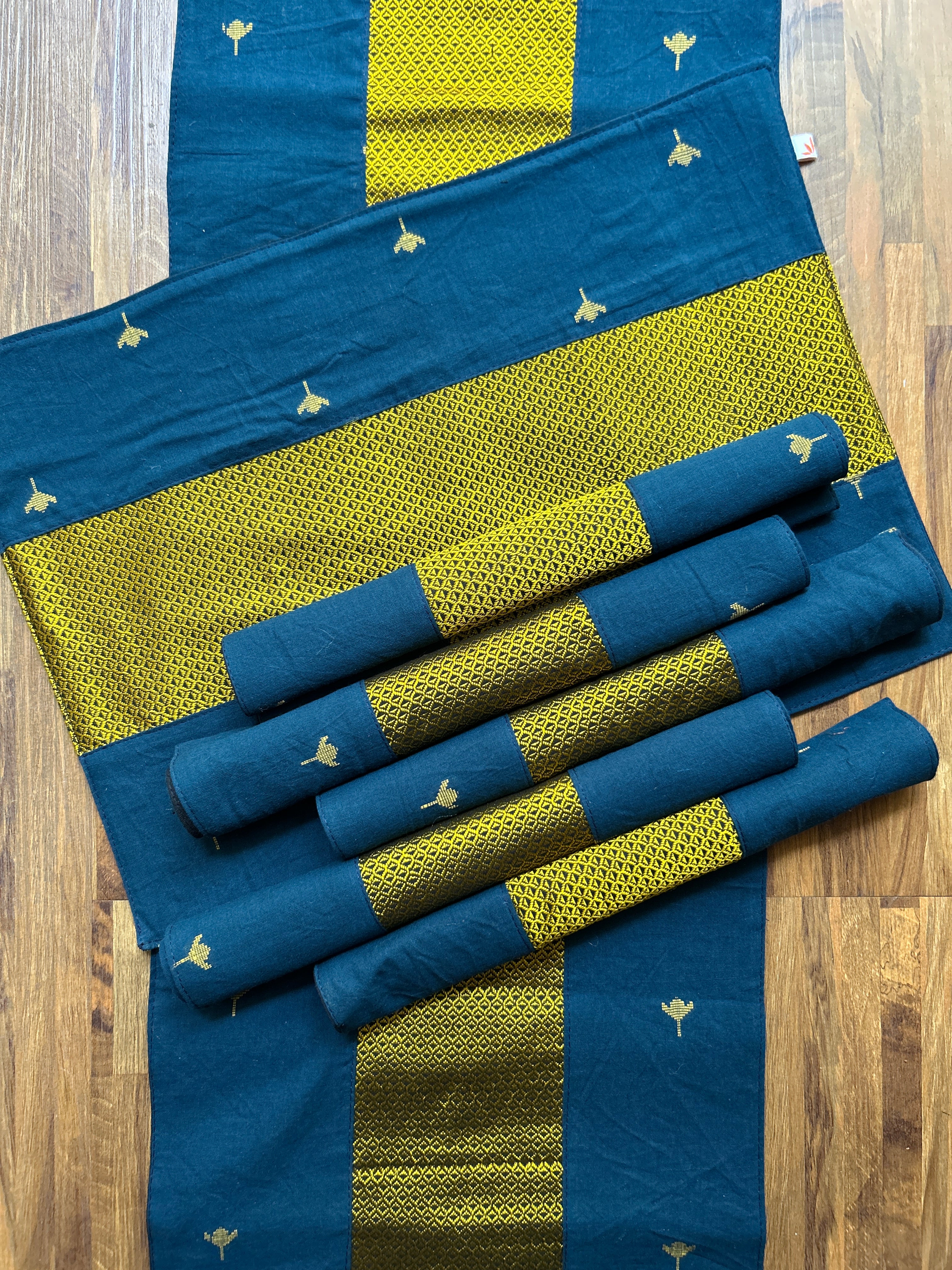 Table Mat & Table Runner Set - Green & Yellow Khun