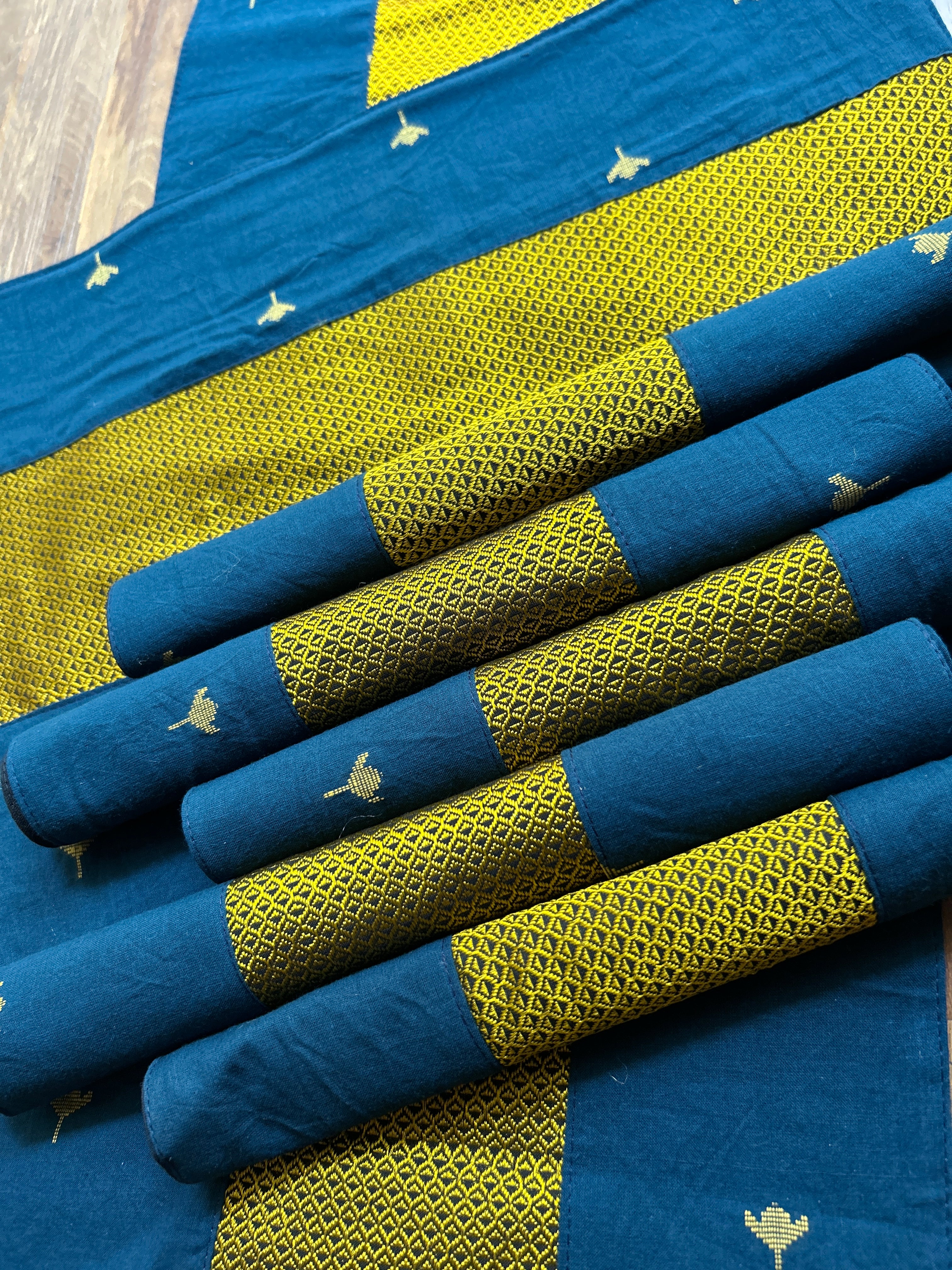 Table Mat & Table Runner Set - Green & Yellow Khun