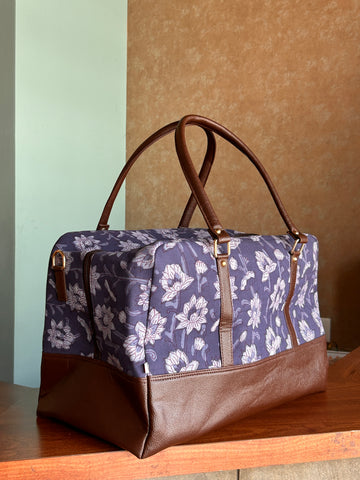 Leather Duffle Bag - Blue