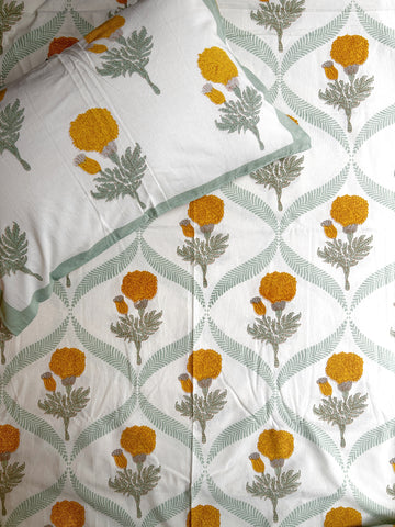 Baagh Double Bedsheet - Yellow