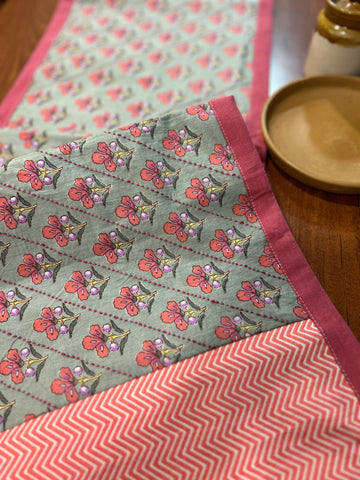 Patchwork Table Runner - Pink & Green
