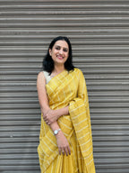 Cotton Silk Saree with Tikli Embroidery - Golden Yellow
