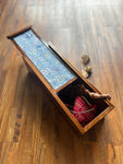 Wooden Sliding Box - Blue Floral