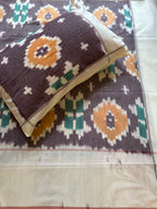 Ikat Double Bedsheet - Plum Grey