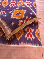 Ikat Double Bedsheet - Plum Purple & Peach