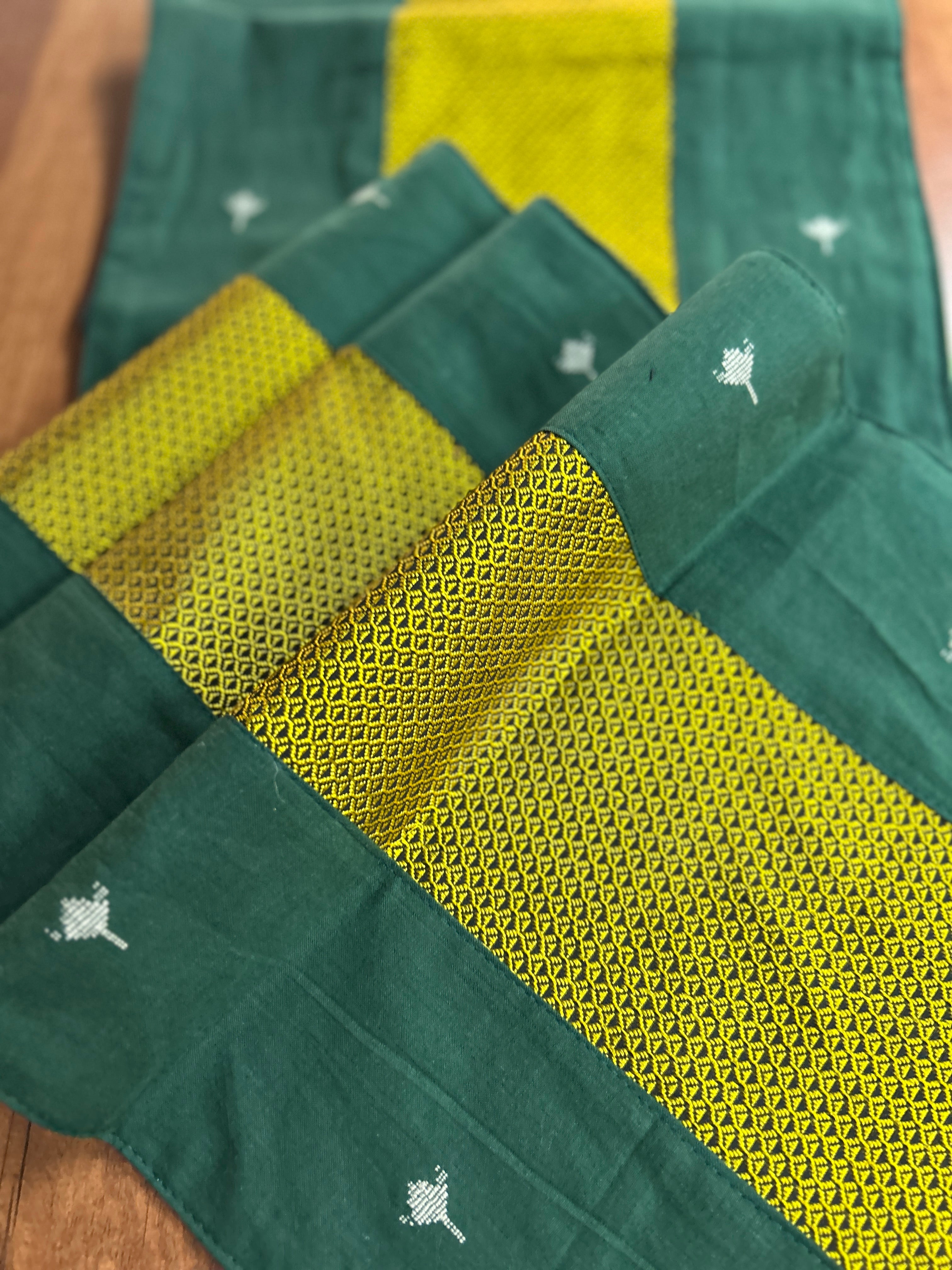 Falling Table Runner - Green + Yellow Khun
