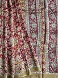 Kalamkari Chanderi Silk Saree - Maroon