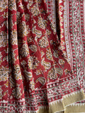 Kalamkari Chanderi Silk Saree - Maroon