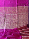 Semi Tussar Plain Saree with Border - Wine