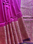 Semi Tussar Plain Saree with Border - Wine