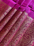 Semi Tussar Plain Saree with Border - Wine